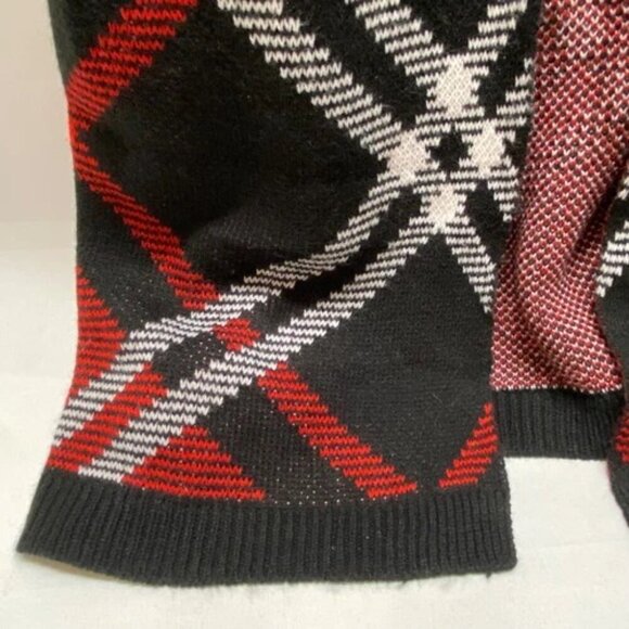 Cato Fashions Open Front Long Cardigan Duster Women's Large Black Red Plaid NWT - Picture 4 of 13